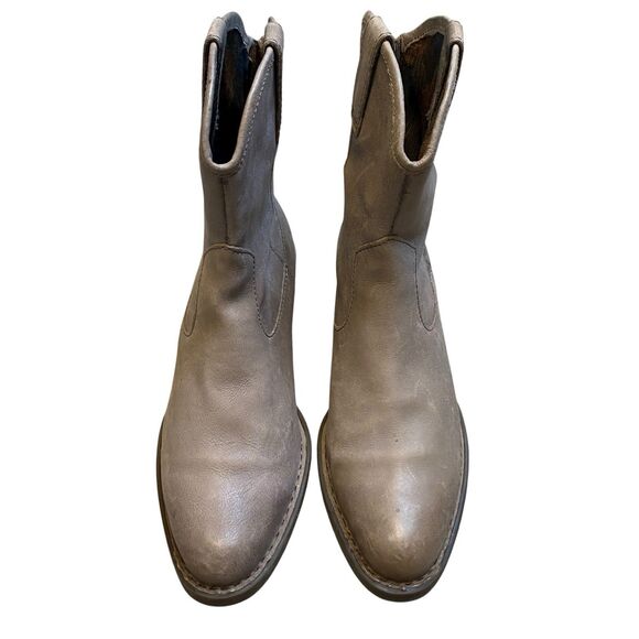 Born Ankle Boots 8M EU 39 Gray Leather Zipped Block Heel Grunge Western - Picture 3 of 10